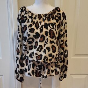 Blumarine Animal Print Off-Shoulder Blouse
